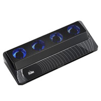 Xclio ONE Compact Notebook Cooler Black 4x40mm Quiet Blue LED Fans Adjustable Upto 16" Laptops