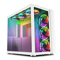 GameMax Infinity Mid Tower Tempered Glass White PC Gaming Case with 6 ARGB Fans