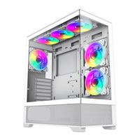 GameMax Vista White ATX PC Gaming Case with 6x Dual-Ring Infinity Fans