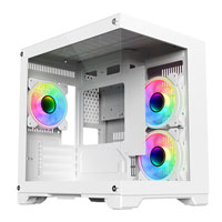CIT Overseer White MicroATX PC Case with 3x Celsius Dual-Ring Fans